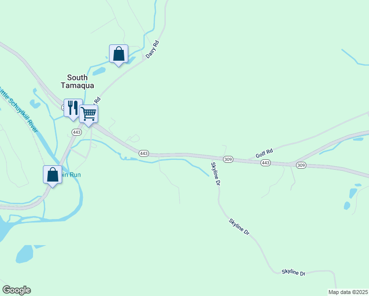map of restaurants, bars, coffee shops, grocery stores, and more near West Penn Pike in Tamaqua