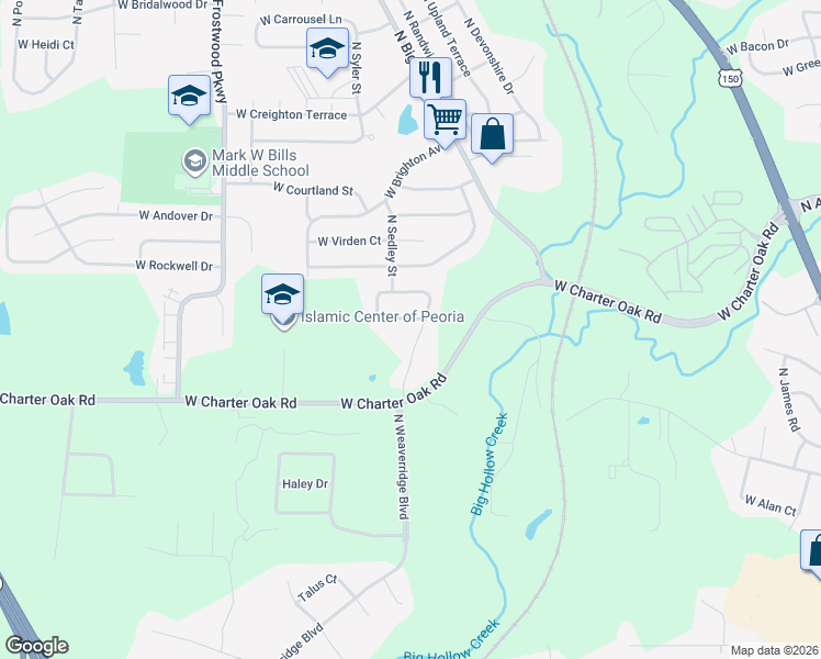 map of restaurants, bars, coffee shops, grocery stores, and more near 5621 N Mooring Way in Peoria