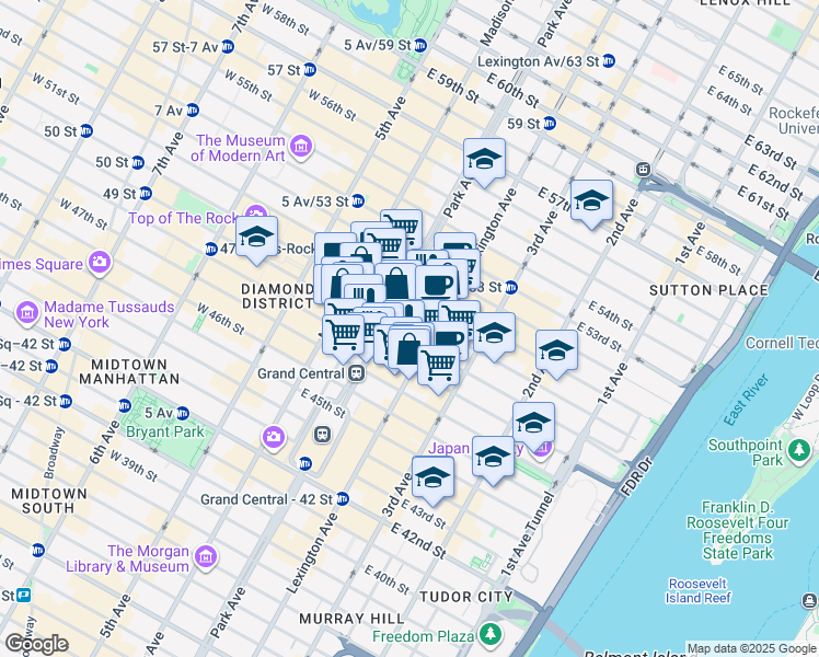 map of restaurants, bars, coffee shops, grocery stores, and more near in New York