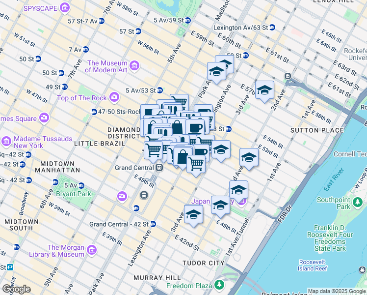 map of restaurants, bars, coffee shops, grocery stores, and more near in New York