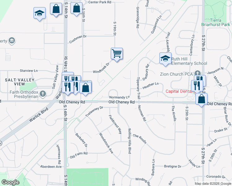 map of restaurants, bars, coffee shops, grocery stores, and more near in Lincoln