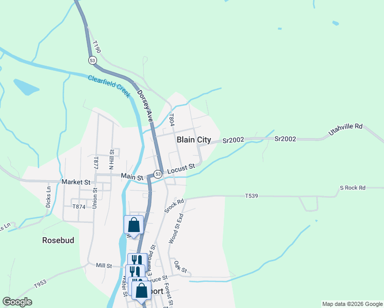 map of restaurants, bars, coffee shops, grocery stores, and more near 31 Snyder Lane in Coalport