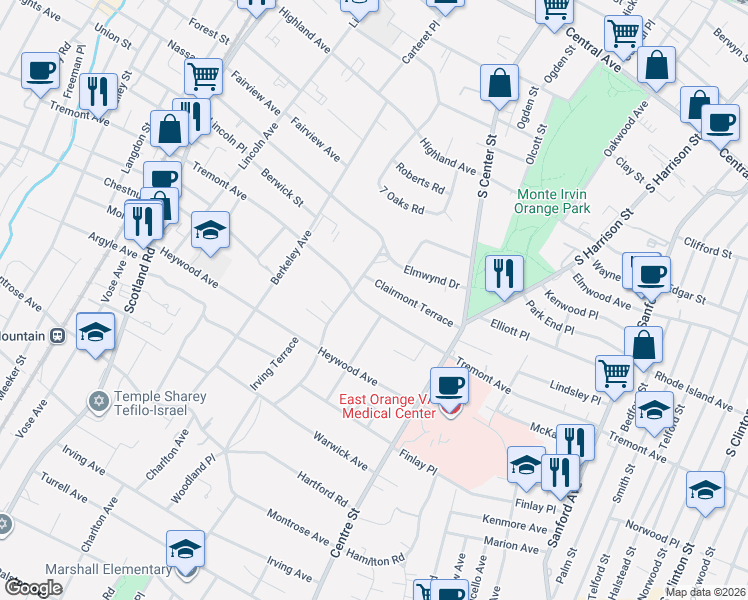 map of restaurants, bars, coffee shops, grocery stores, and more near 239 Tremont Avenue in City of Orange