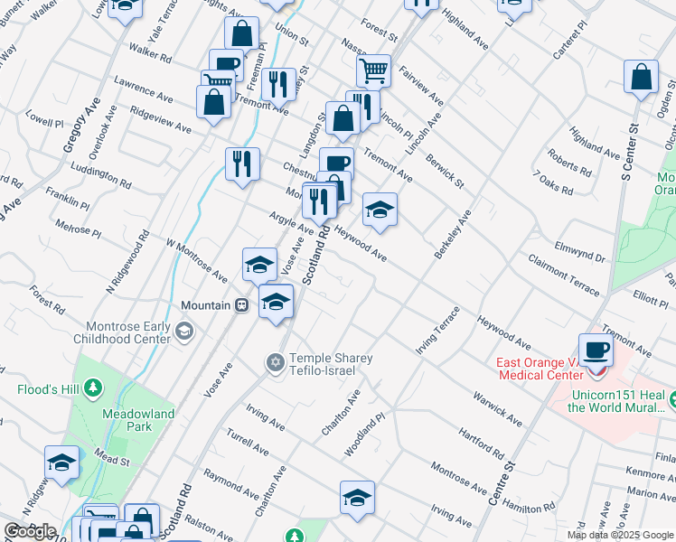 map of restaurants, bars, coffee shops, grocery stores, and more near 754 Scotland Road in City of Orange