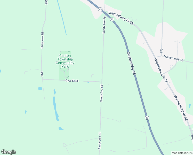 map of restaurants, bars, coffee shops, grocery stores, and more near 3525 Sandy Avenue Southeast in Canton