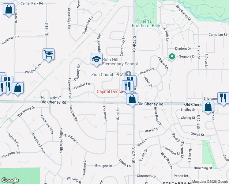 map of restaurants, bars, coffee shops, grocery stores, and more near 2431 Jameson North in Lincoln