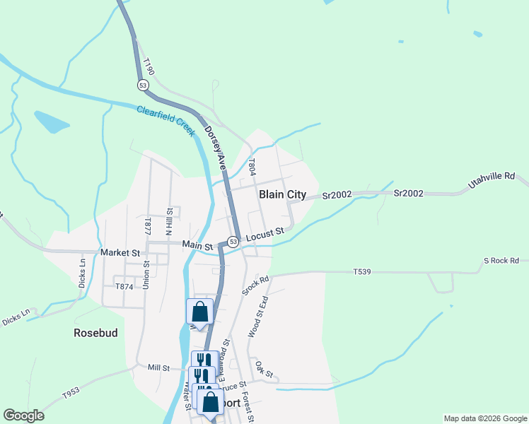 map of restaurants, bars, coffee shops, grocery stores, and more near 31 Snyder Lane in Coalport