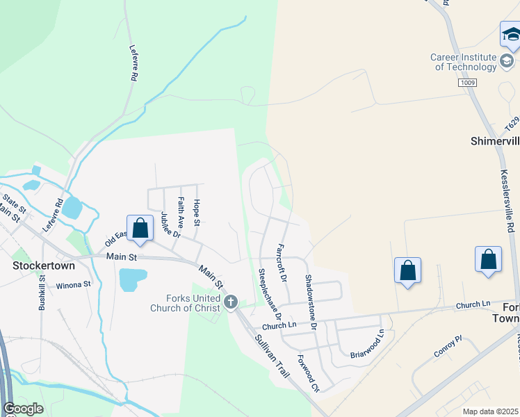 map of restaurants, bars, coffee shops, grocery stores, and more near 4801 Reston Drive in Easton