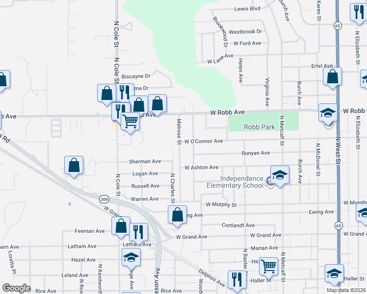 map of restaurants, bars, coffee shops, grocery stores, and more near 1225 Northwold Street in Lima