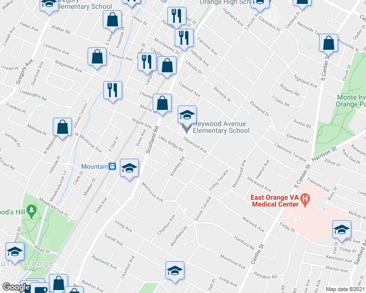 map of restaurants, bars, coffee shops, grocery stores, and more near 415 Lawn Ridge Rd in City of Orange