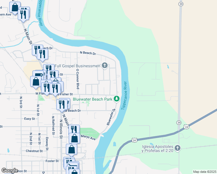 map of restaurants, bars, coffee shops, grocery stores, and more near 901-1099 Quentin Ct in Monticello