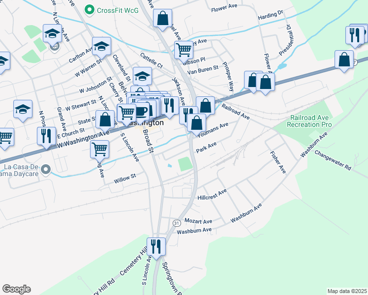 map of restaurants, bars, coffee shops, grocery stores, and more near 50 Youmans Avenue in Washington