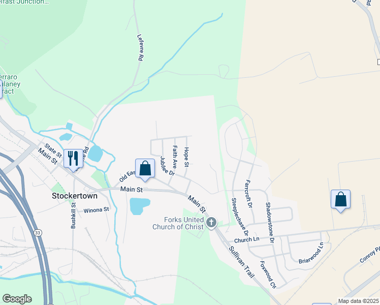 map of restaurants, bars, coffee shops, grocery stores, and more near 221 Hope Street in Easton