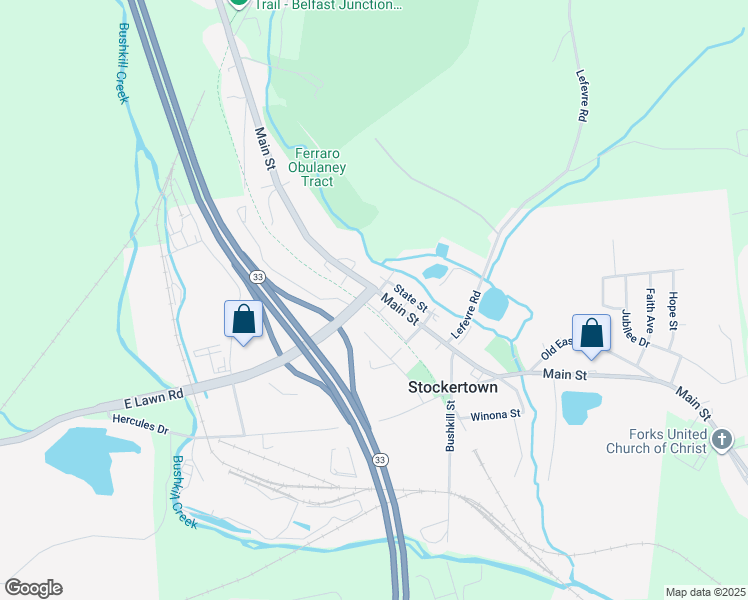 map of restaurants, bars, coffee shops, grocery stores, and more near 326 Main Street in Tatamy