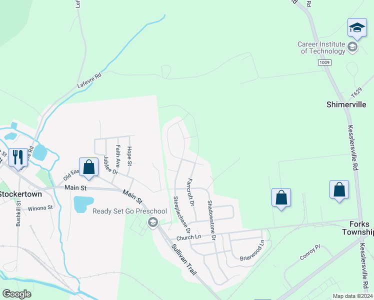 map of restaurants, bars, coffee shops, grocery stores, and more near in Easton