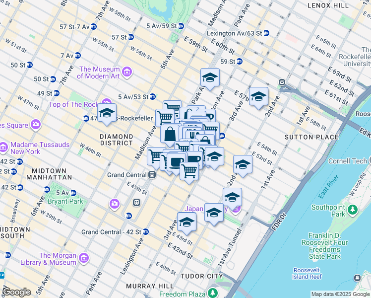 map of restaurants, bars, coffee shops, grocery stores, and more near in New York