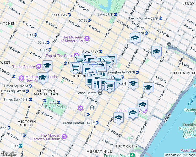 map of restaurants, bars, coffee shops, grocery stores, and more near in New York