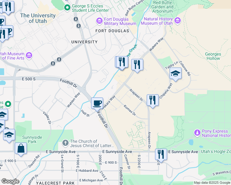 map of restaurants, bars, coffee shops, grocery stores, and more near in Salt Lake City