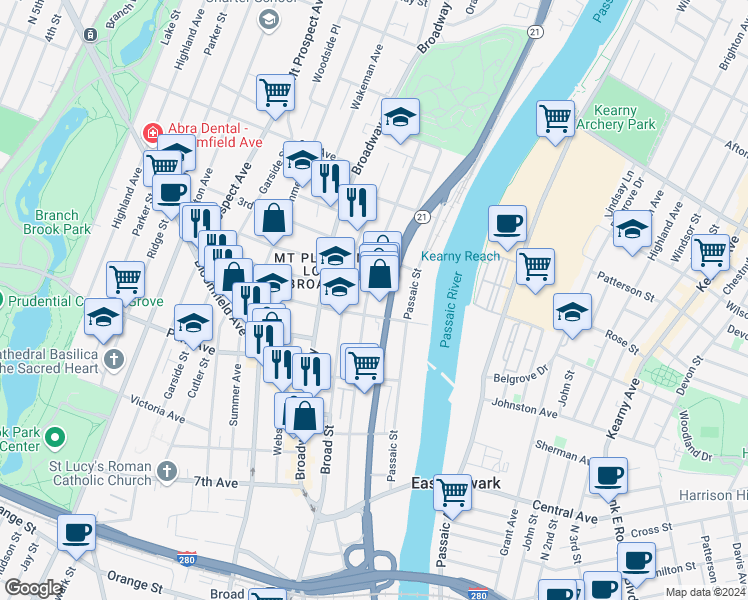 map of restaurants, bars, coffee shops, grocery stores, and more near 160 4th Avenue in Newark