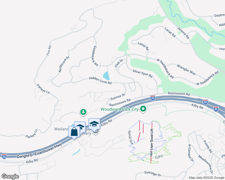map of restaurants, bars, coffee shops, grocery stores, and more near 4104 Hilltop Court in Park City