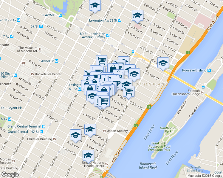 map of restaurants, bars, coffee shops, grocery stores, and more near in New York