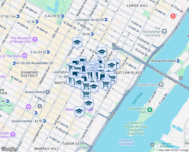 map of restaurants, bars, coffee shops, grocery stores, and more near in New York