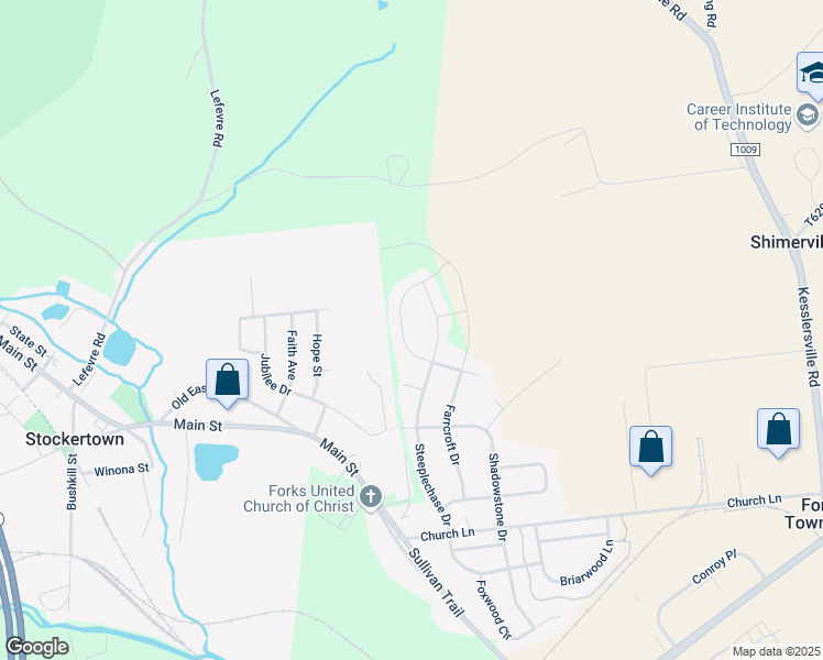 map of restaurants, bars, coffee shops, grocery stores, and more near 4801 Reston Drive in Easton