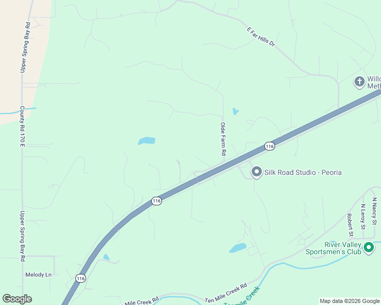 map of restaurants, bars, coffee shops, grocery stores, and more near Parkway Drive in East Peoria