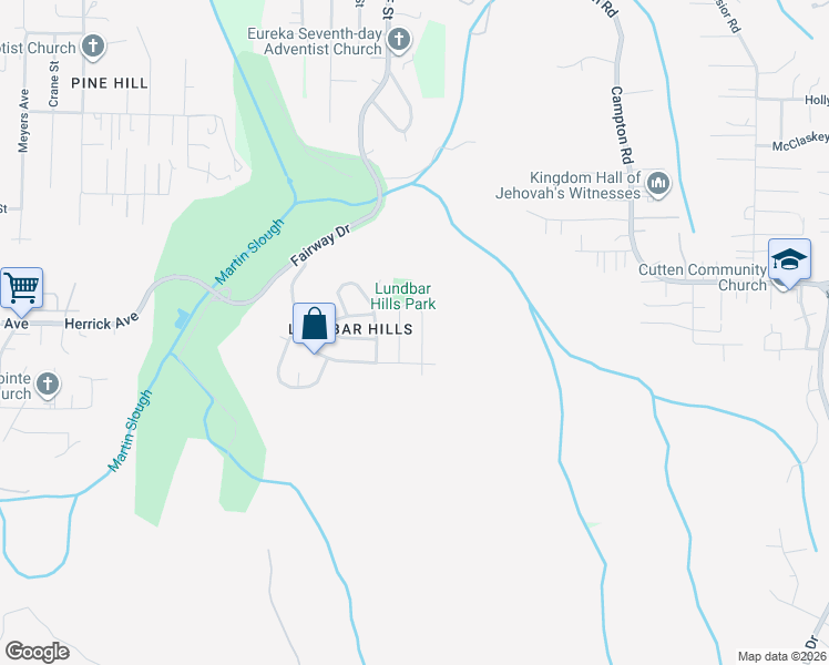 map of restaurants, bars, coffee shops, grocery stores, and more near 4832 Dickson Drive in Eureka