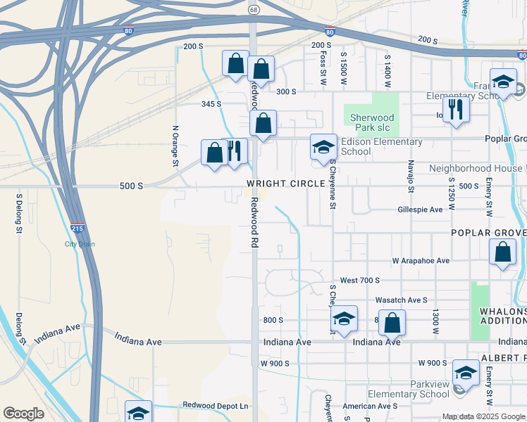 map of restaurants, bars, coffee shops, grocery stores, and more near 528 South Redwood Road in Salt Lake City