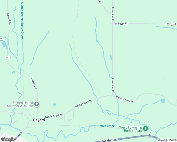map of restaurants, bars, coffee shops, grocery stores, and more near 23894 Sandy Creek Road in Minerva