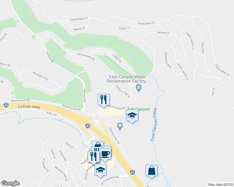 map of restaurants, bars, coffee shops, grocery stores, and more near 3024 Lower Saddleback Road in Park City