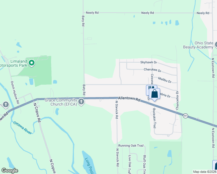 map of restaurants, bars, coffee shops, grocery stores, and more near 3044 Freyer Road in Elida