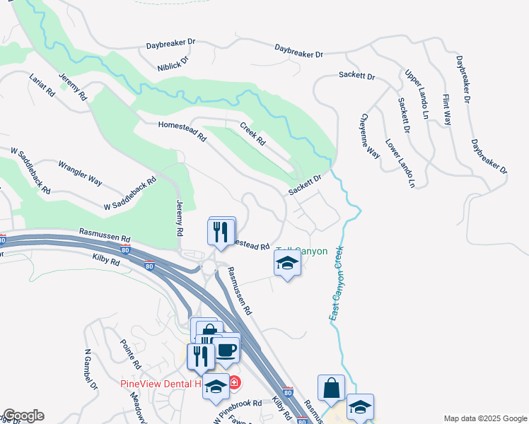 map of restaurants, bars, coffee shops, grocery stores, and more near 3017 Canyon Link Drive in Park City