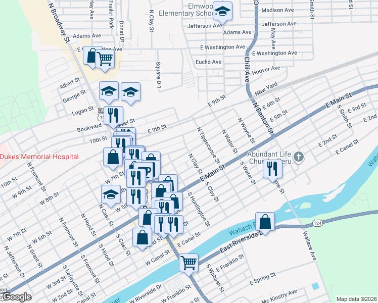 map of restaurants, bars, coffee shops, grocery stores, and more near 150 East 6th Street in Peru