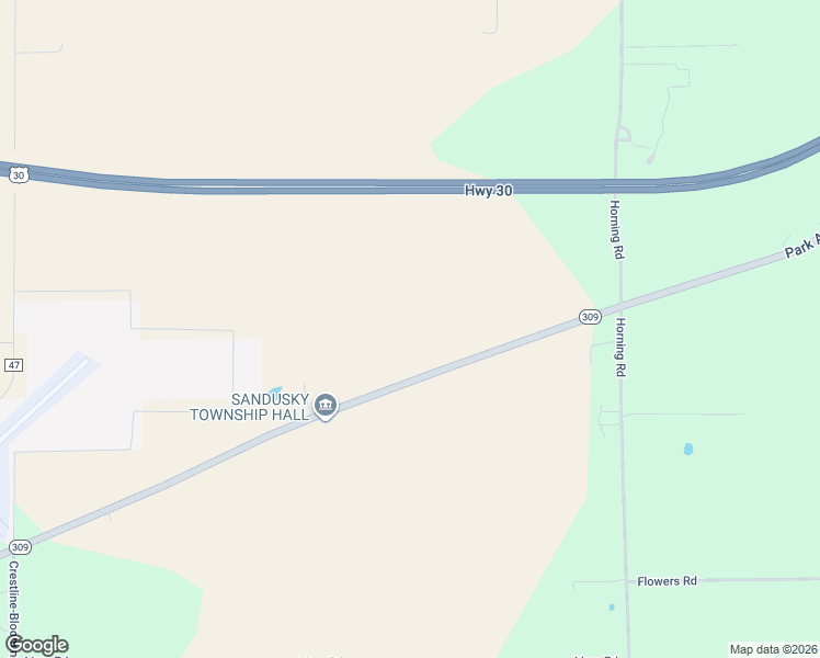 map of restaurants, bars, coffee shops, grocery stores, and more near 5230 Ohio 309 in Galion