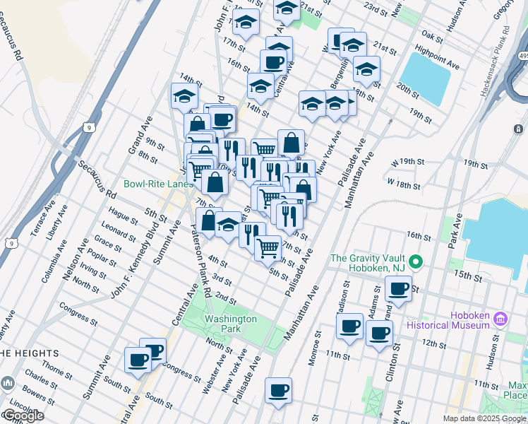 map of restaurants, bars, coffee shops, grocery stores, and more near 808 West Street in Union City