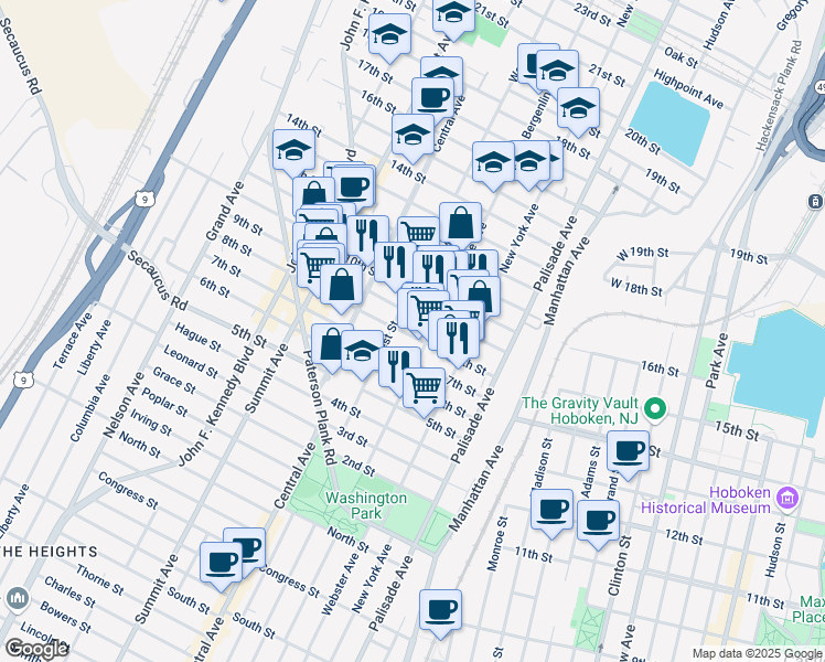 map of restaurants, bars, coffee shops, grocery stores, and more near 808 West Street in Union City
