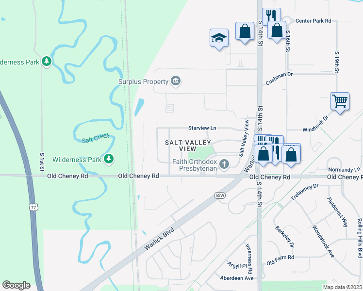 map of restaurants, bars, coffee shops, grocery stores, and more near South 8th Street in Lincoln