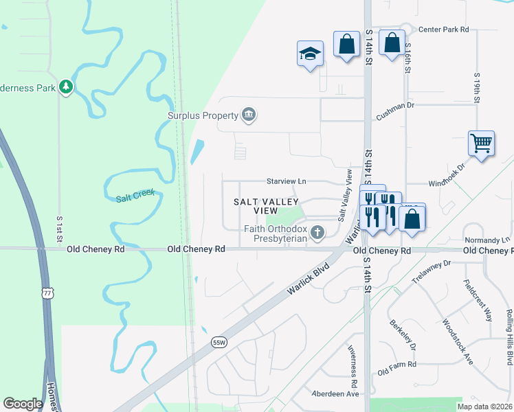 map of restaurants, bars, coffee shops, grocery stores, and more near 8th St in Lincoln