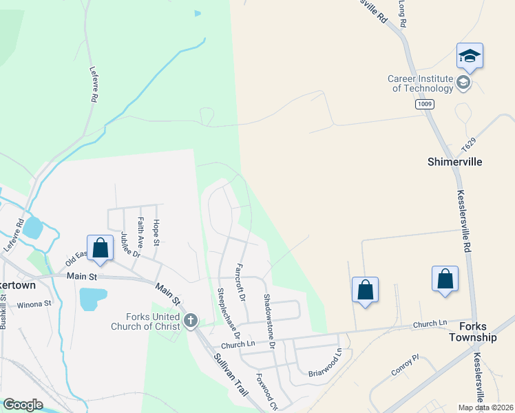map of restaurants, bars, coffee shops, grocery stores, and more near 4809 Farrcroft Drive in Easton