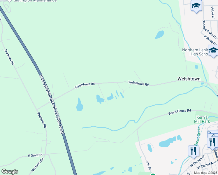 map of restaurants, bars, coffee shops, grocery stores, and more near 2854 Welshtown Road in Slatington