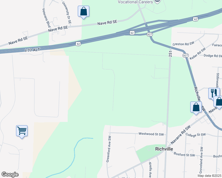 map of restaurants, bars, coffee shops, grocery stores, and more near 7080 Cincinnat Street Southwest in Massillon