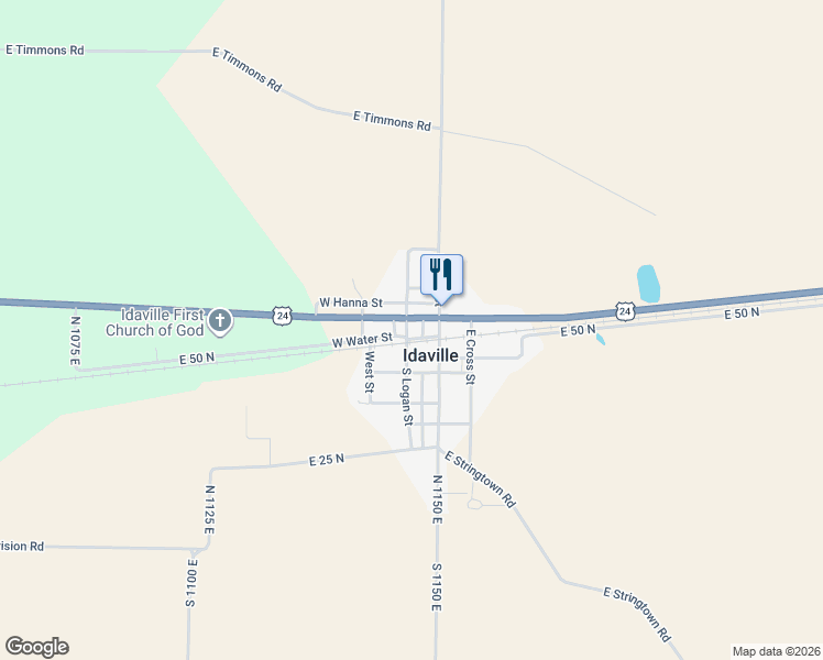map of restaurants, bars, coffee shops, grocery stores, and more near 100-198 Highway 24 in Idaville