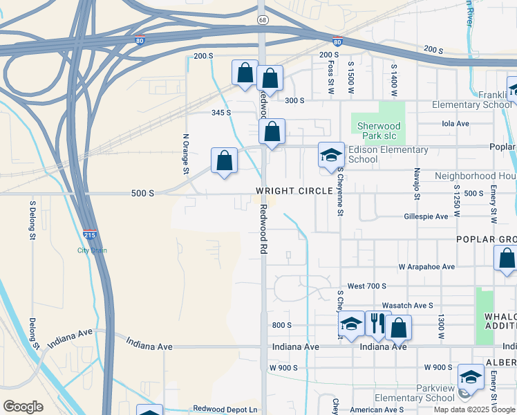 map of restaurants, bars, coffee shops, grocery stores, and more near 528 South Redwood Road in Salt Lake City