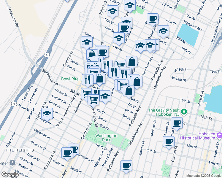 map of restaurants, bars, coffee shops, grocery stores, and more near in Union City