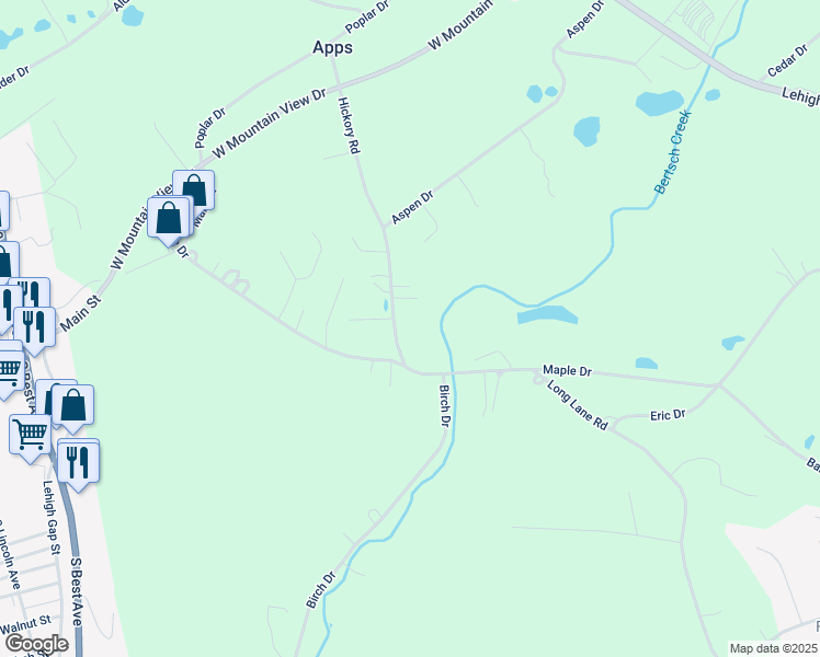 map of restaurants, bars, coffee shops, grocery stores, and more near 826 Hickory Road in Walnutport