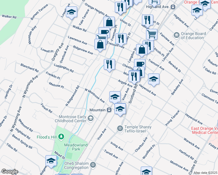 map of restaurants, bars, coffee shops, grocery stores, and more near 745 McLaughlin Place in City of Orange