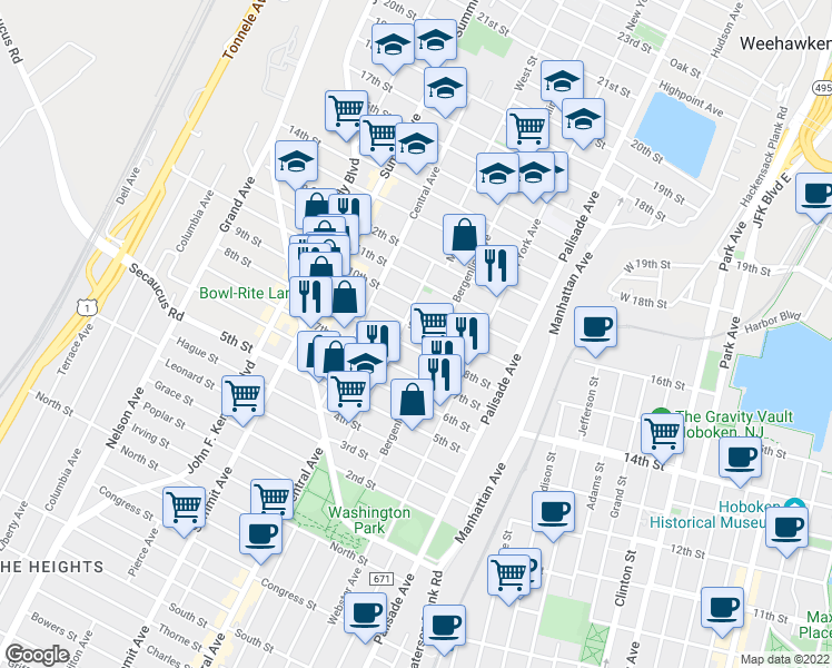 map of restaurants, bars, coffee shops, grocery stores, and more near 808 West Street in Union City