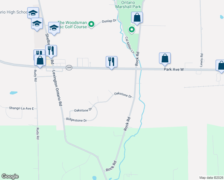 map of restaurants, bars, coffee shops, grocery stores, and more near 3328 Elmstone Court in Ontario